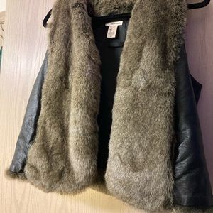 Faux fur leather vest